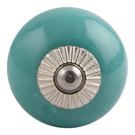Sea Green Silver Fitting Ceramic Dresser Knob